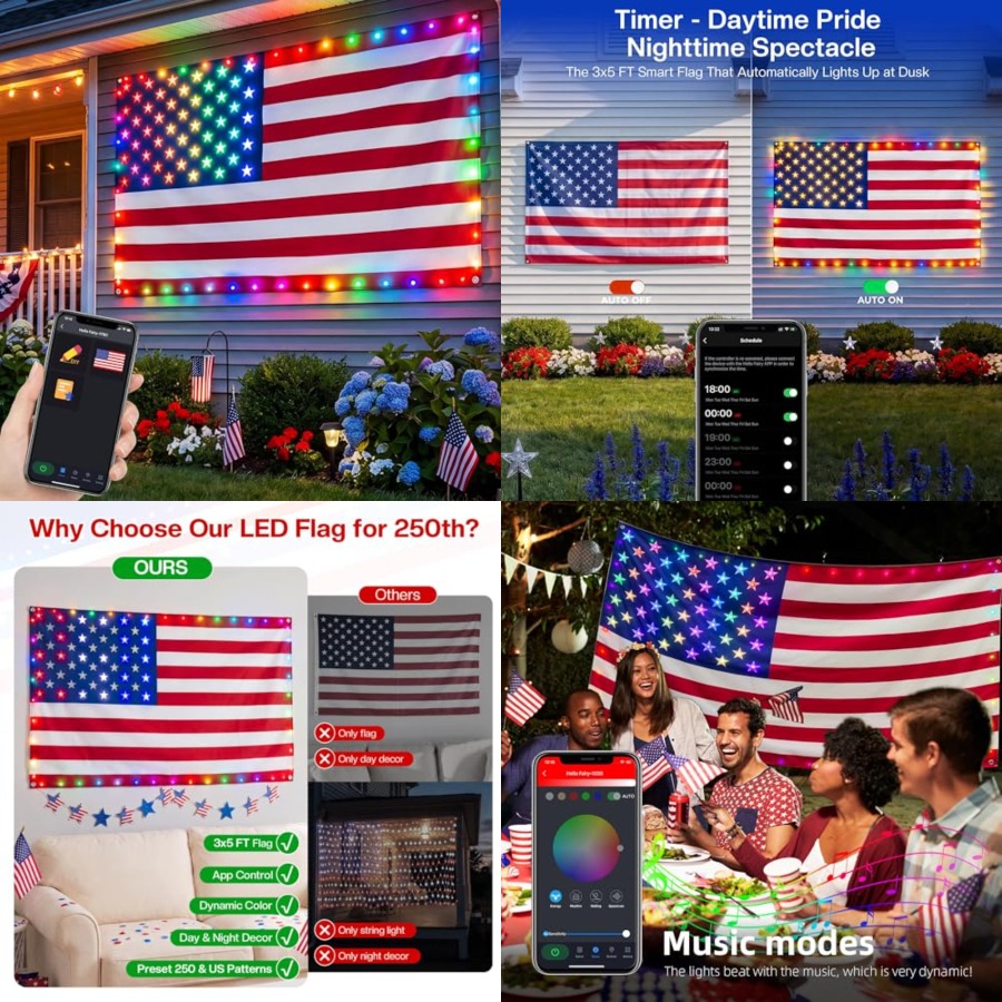 Smart Lighted American Flag 3x - огляд і ціна Up Lighting Decor