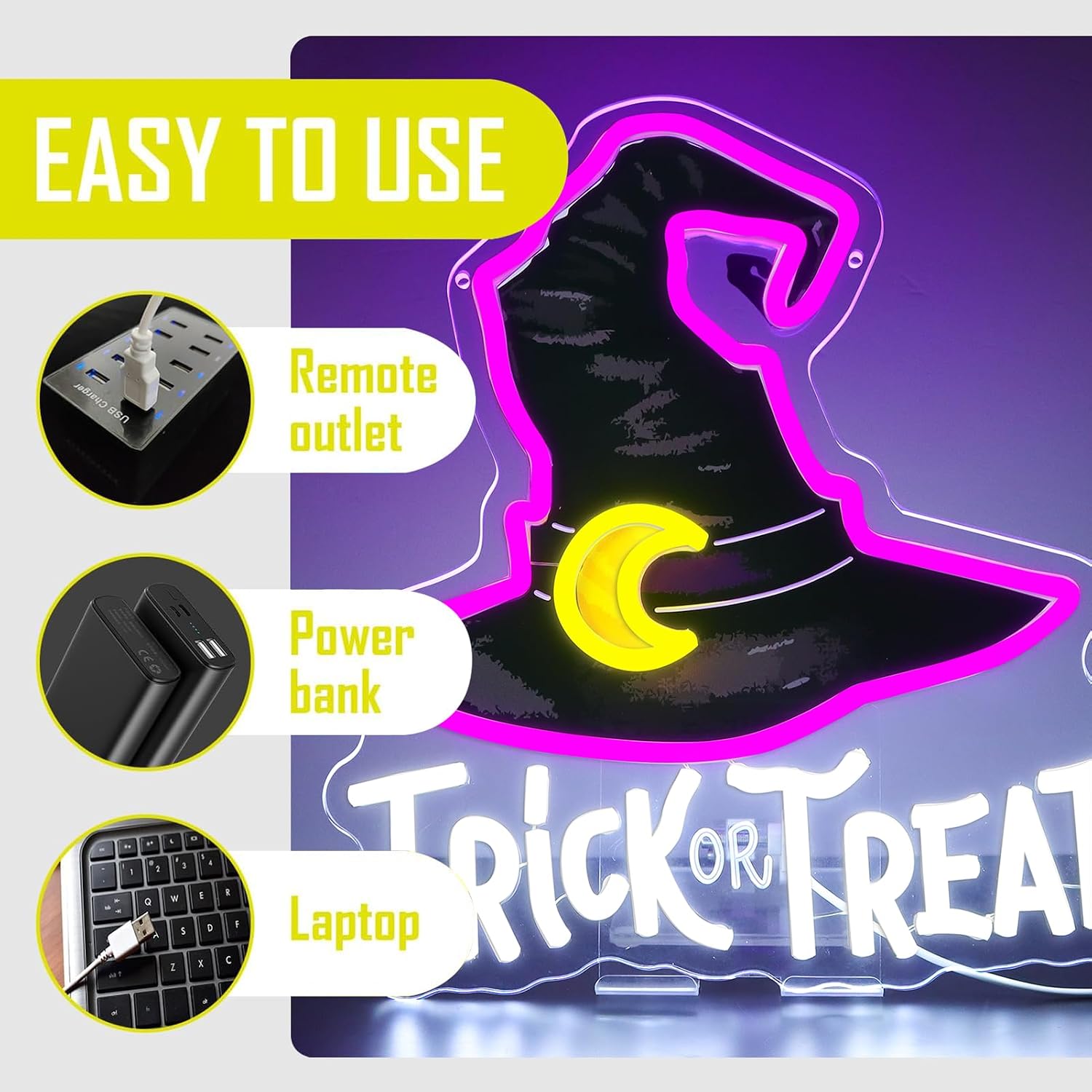 Trick Or Treat Witch Hat Neon  - огляд і ціна Home Decor Lighting Tricks