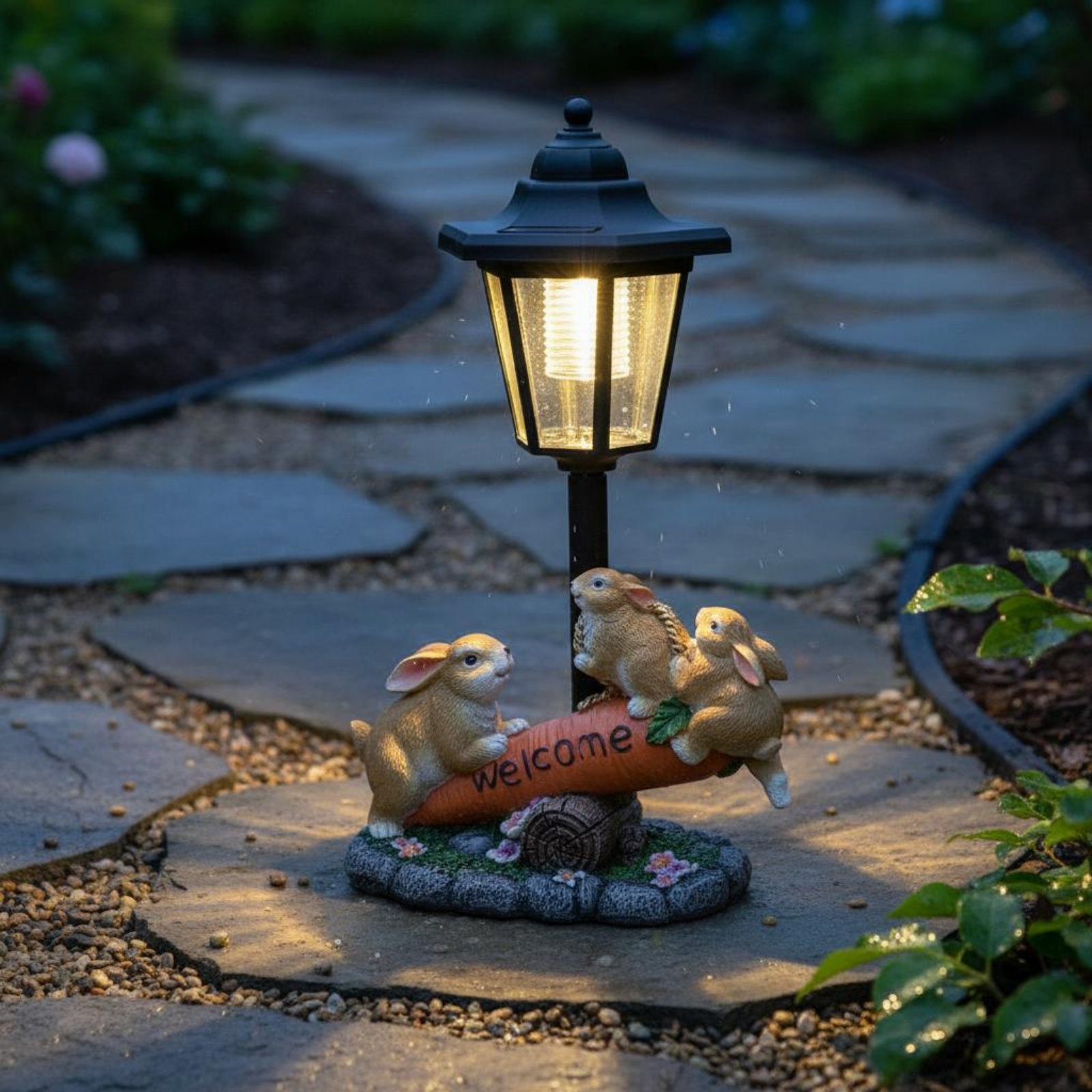 Solar Rabbit Statue Decorative - огляд і ціна Yard Lighting Decor