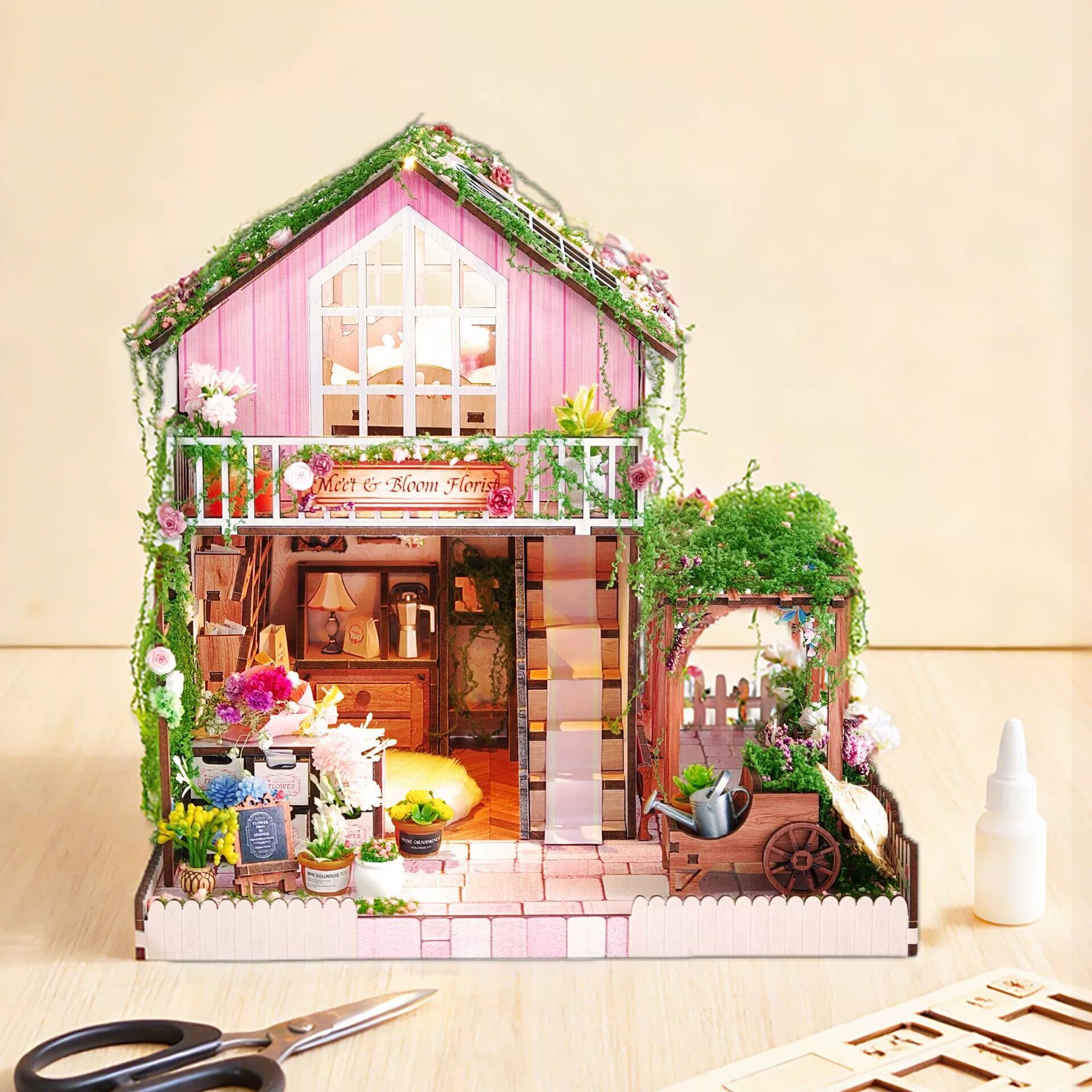 DIY Wooden Flower Store Cottag - огляд і ціна Lighting Decor Store