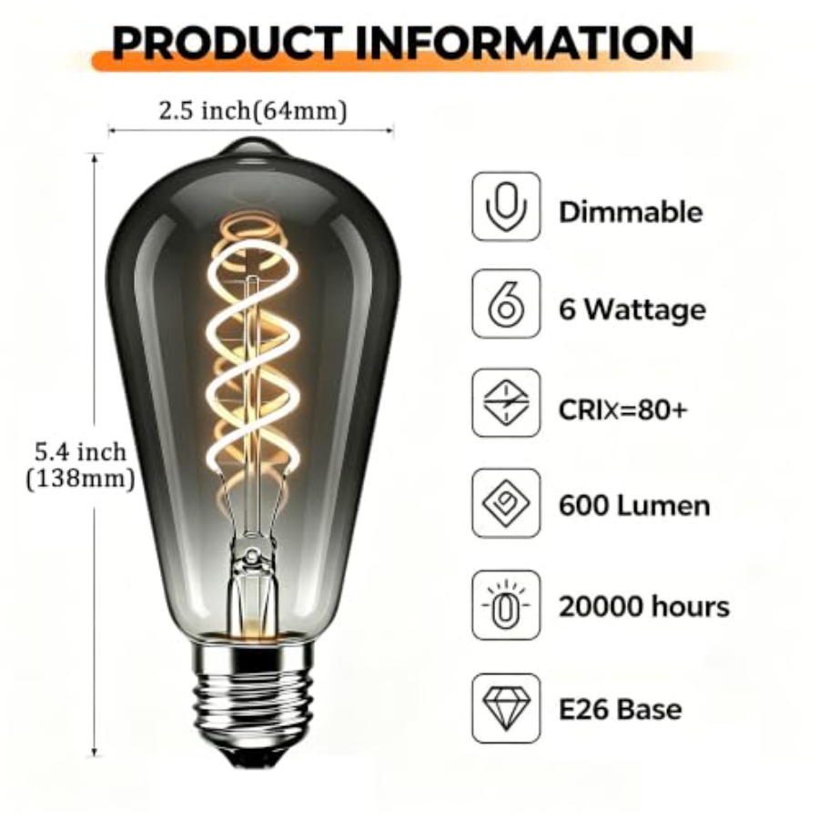 4 Pack ST64 LED Edison Bulbs 6 - огляд і ціна Vintage Lighting Decor