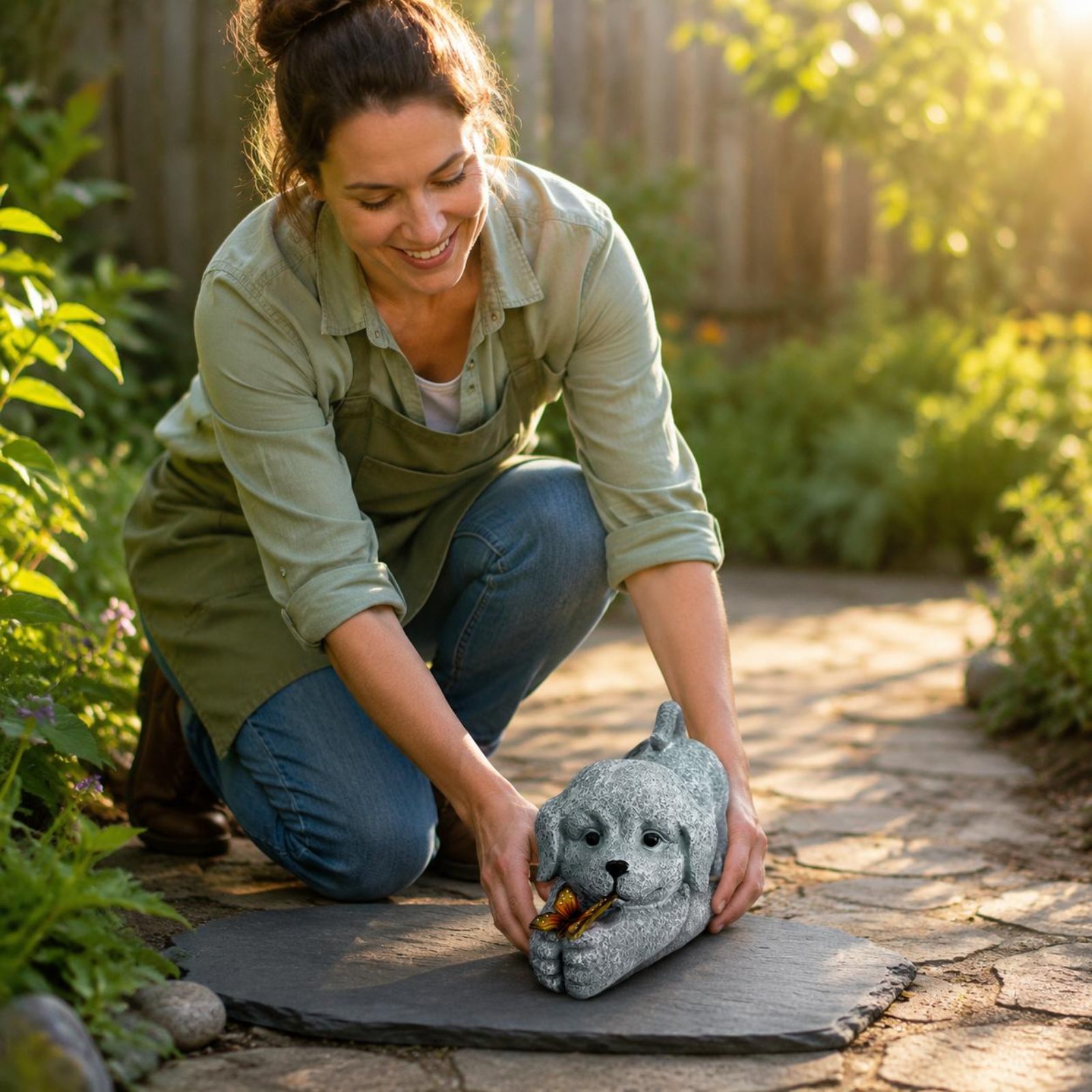 Solar Dog Statue Resin Craft S - огляд і ціна Yard Lighting Decor