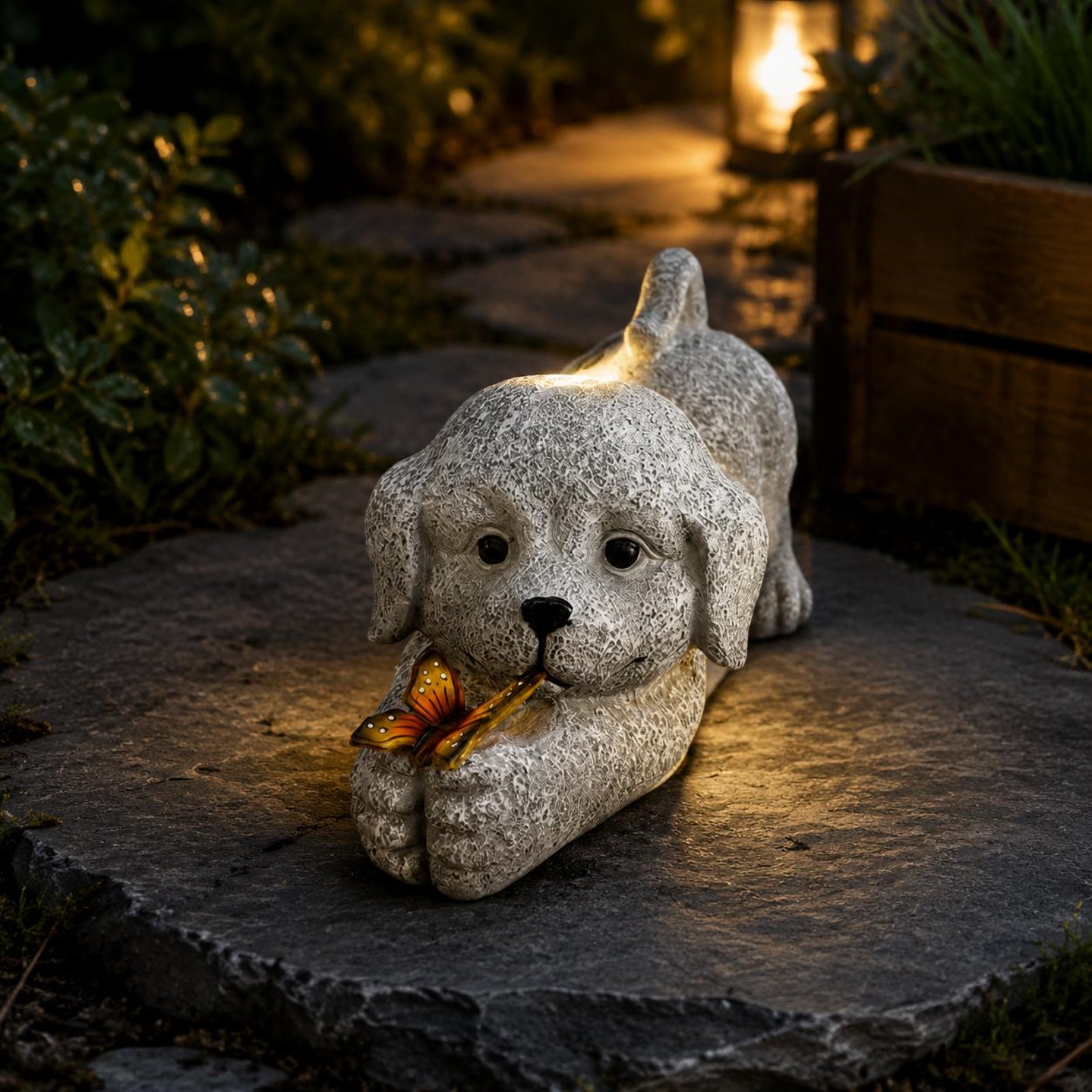 Solar Dog Statue Resin Craft S - огляд і ціна Yard Lighting Decor