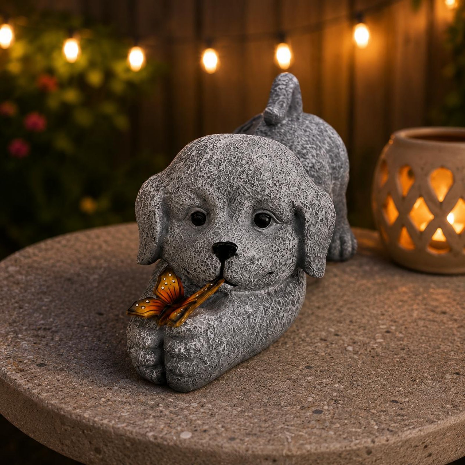 Solar Dog Statue Resin Craft S - огляд і ціна Yard Lighting Decor